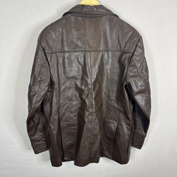 Vintage 70s Brown Leather Disco Jacket Bold Lining Men 42 Hippie Boho - Picture 6 of 9
